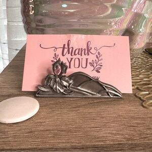 Vintage 1994 SEAGULL Pewter Business Card Holder Tropical Flowers Motif